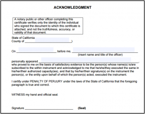 California Notary Acknowledgment